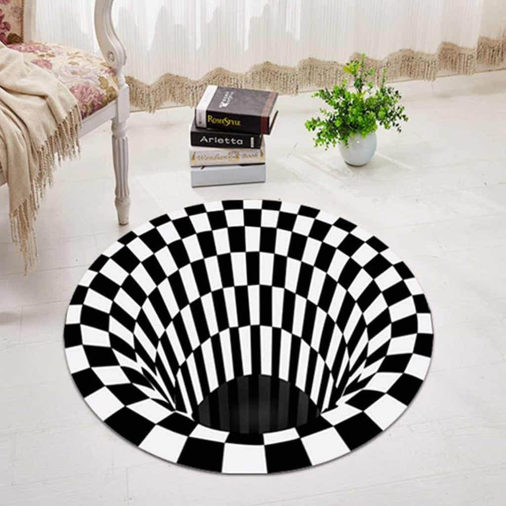 3D Vortex Optical Illusion Round Carpet – Non-Slip, Velvet Floor Rug for Modern Home Decor