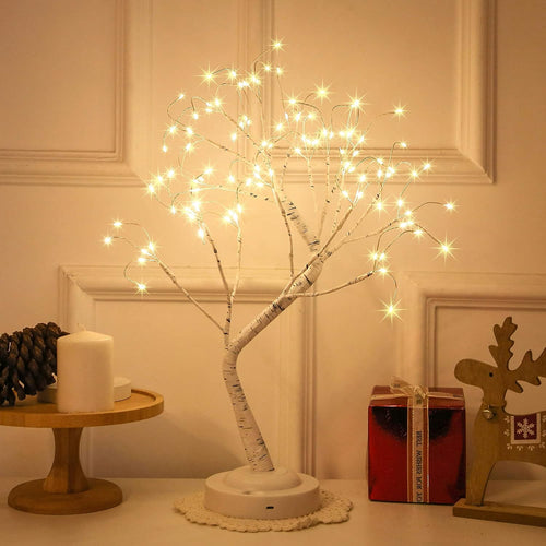 108 LED Birch Tree Lights – Artificial Tabletop Fairy Tree Lamp with 8 Lighting Modes