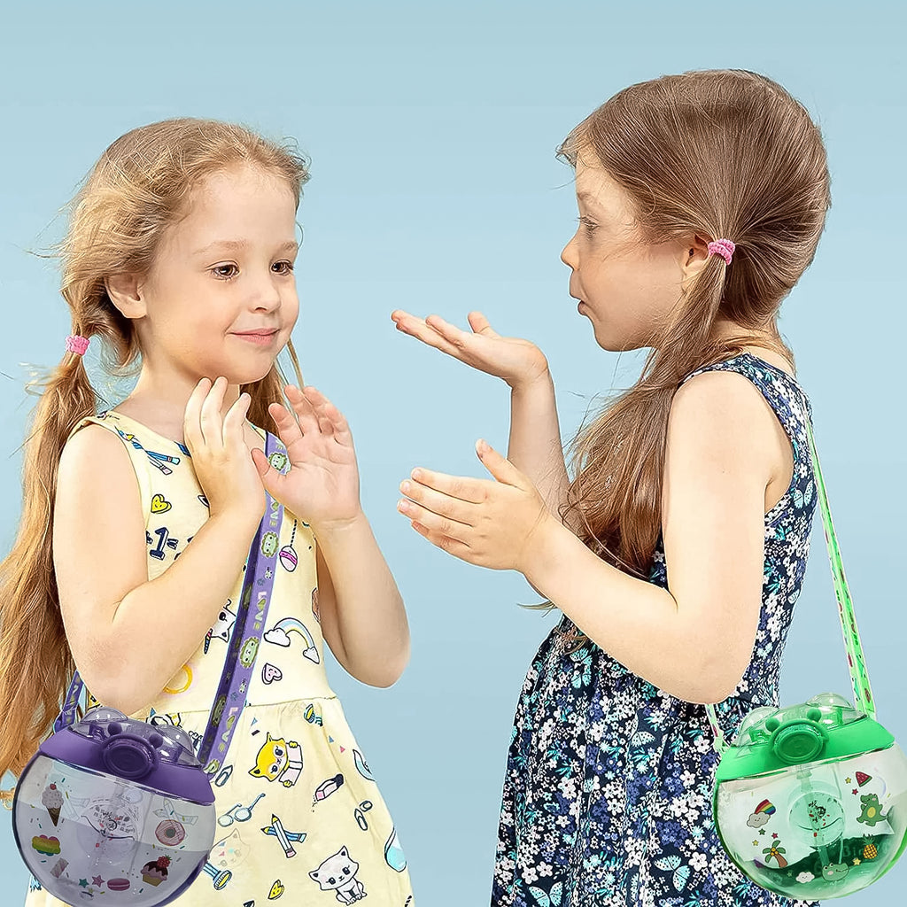 Donut Water Bottle Sipper for Kids – 400 ML | Cute Cartoon Bottle with Straw, Strap & Stickers | Leak-Proof & BPA-Free