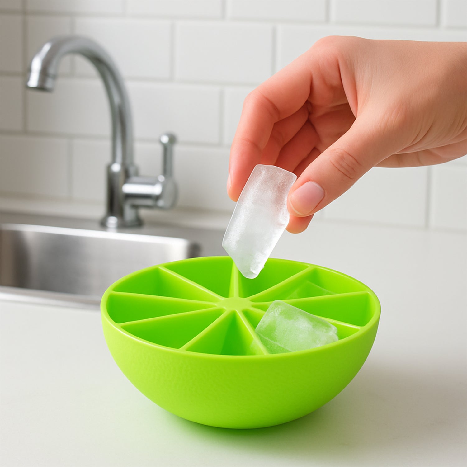 Lemon Shape Silicone Ice Cube Tray – 8-Slot Wedge Mold for Drinks & Cocktails (BPA-Free)