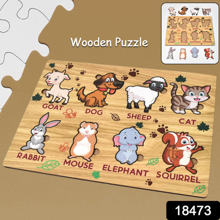 Premium Wooden Animal Puzzle Educational Learning Board - 28x20cm Kids Development Toy