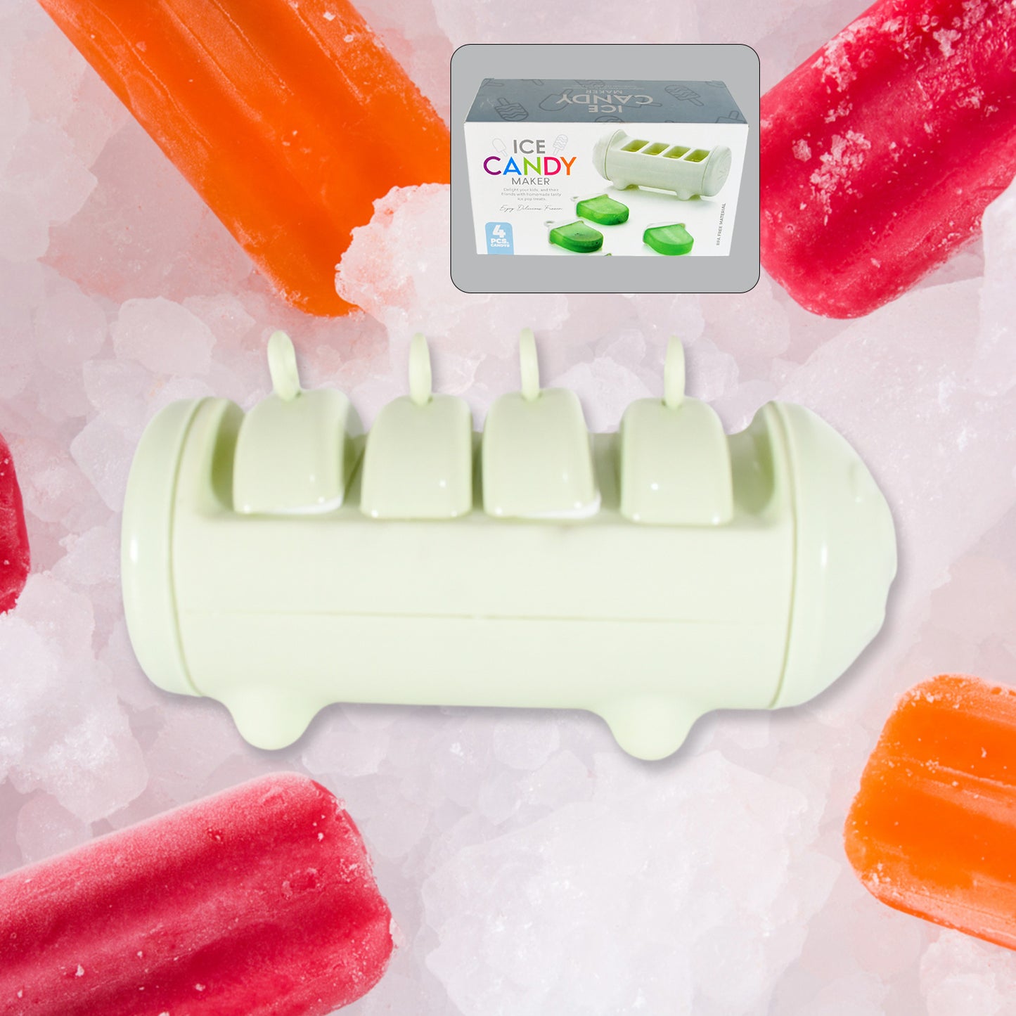 Kulfi Maker Molds Set – 4-Cup BPA-Free Popsicle & Kulfi Moulds for Homemade Frozen Treats (1 Pc / Multicolor)
