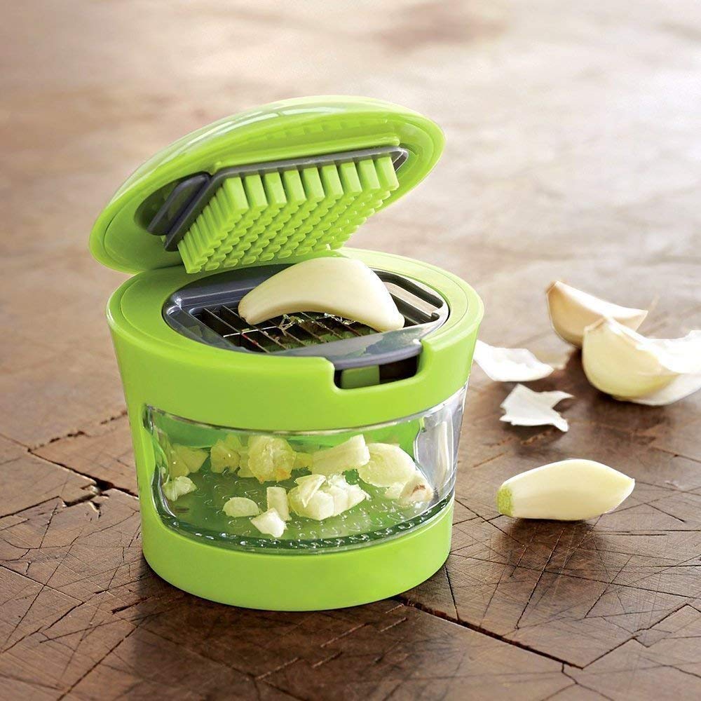 Ginger Garlic Manual Crusher – 20 Blade Compact Vegetable Chopper for Kitchen Use (BPA-Free)