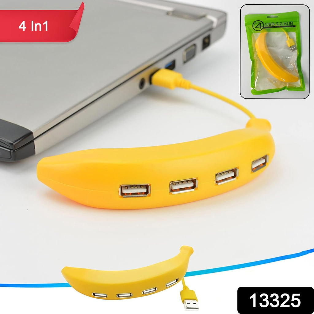 Banana Shape 4-Port USB Hub – High-Speed USB 2.0 Splitter for Laptop & PC (1 Pc)