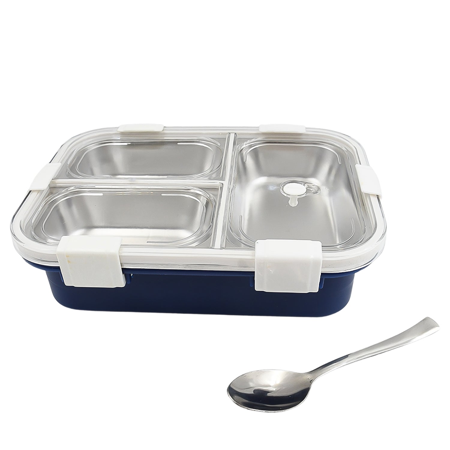 3-Compartment Leak-Proof Stainless Steel Lunch Box for Kids & Office (1 Pc)