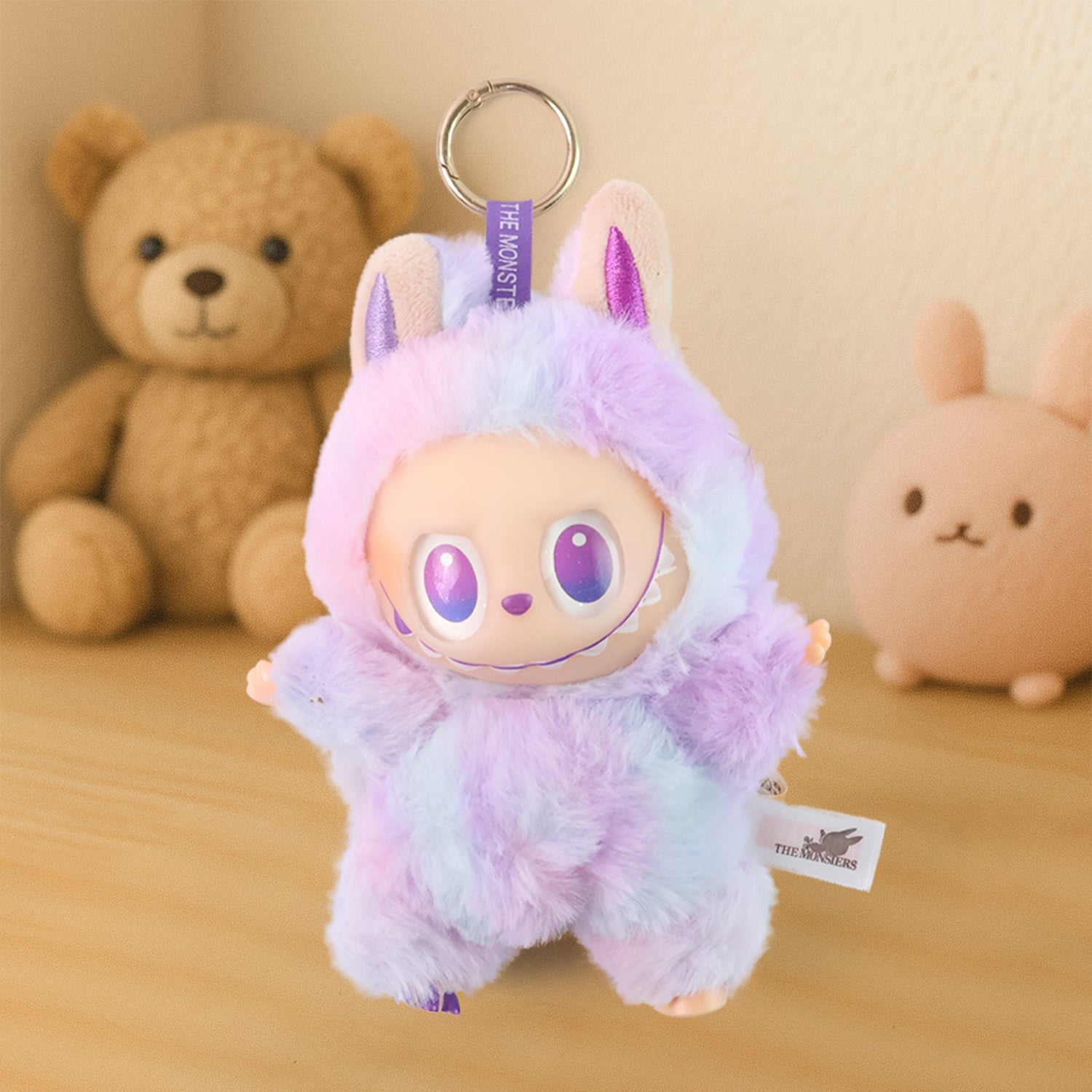 Light Purple Plush Toy Keychain – Soft Mini Cartoon Animal with Hook for Bags, Kids & Gifting