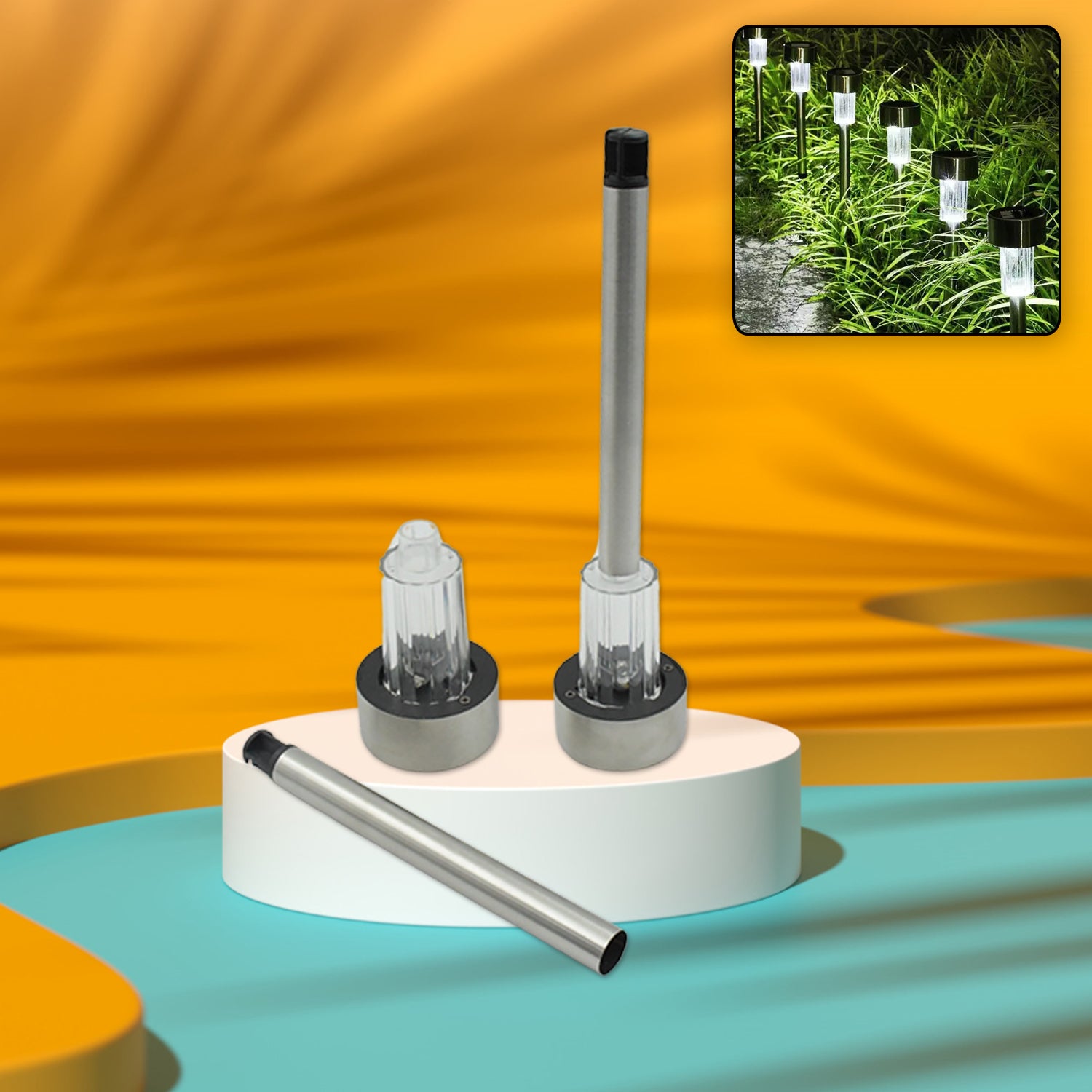 Solar Panel LED Spike Spot Lights – Waterproof Outdoor Landscape Lights (2 Pc Set)