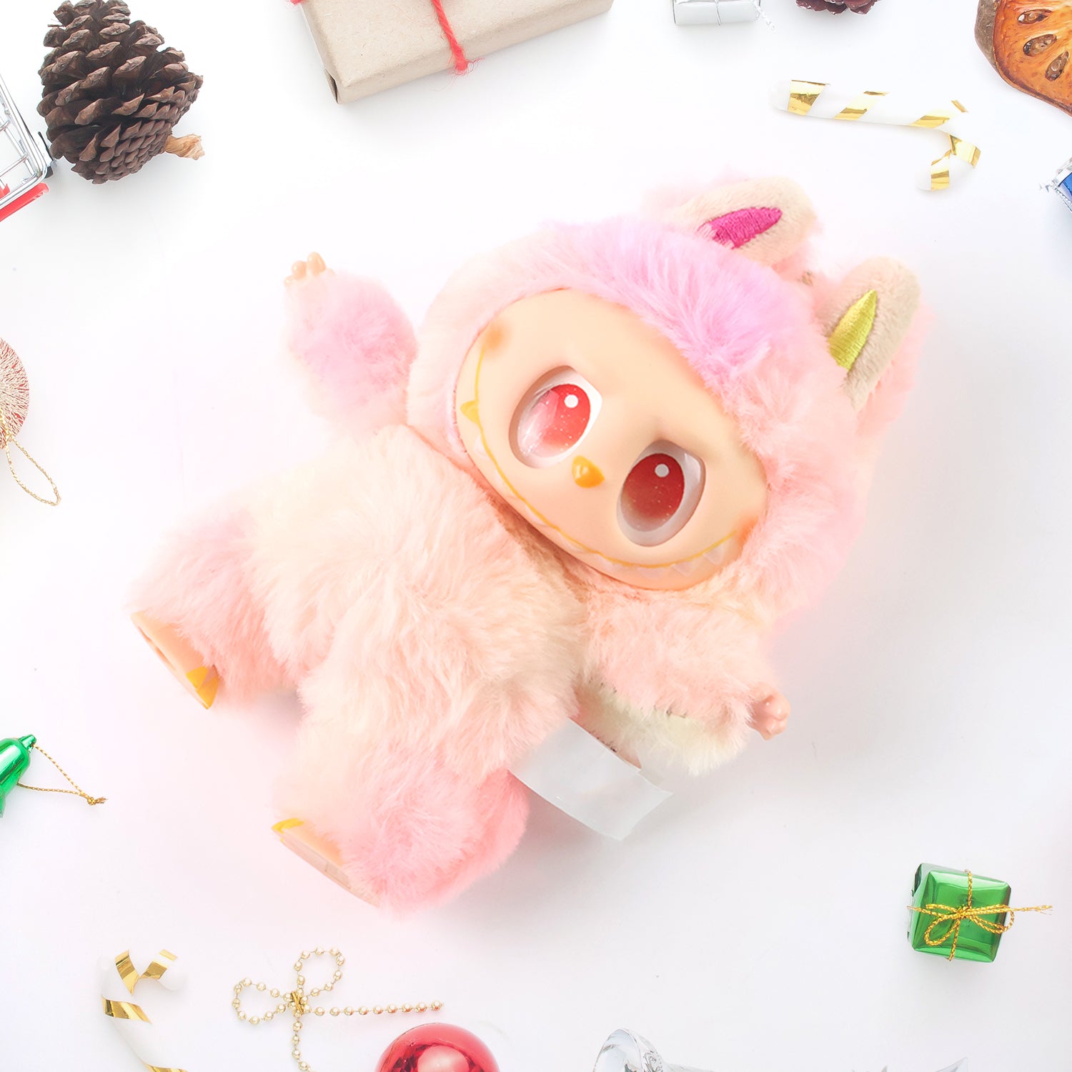 Pink Plush Toy Keychain – Soft Mini Cartoon Animal with Hook for Bags, Kids & Gifts (1 Pc)