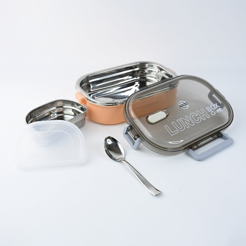 Home Chef Leak-Proof Lunch Box – 1200ml BPA-Free Tiffin with Stainless Steel Compartments, Spoon & Divider