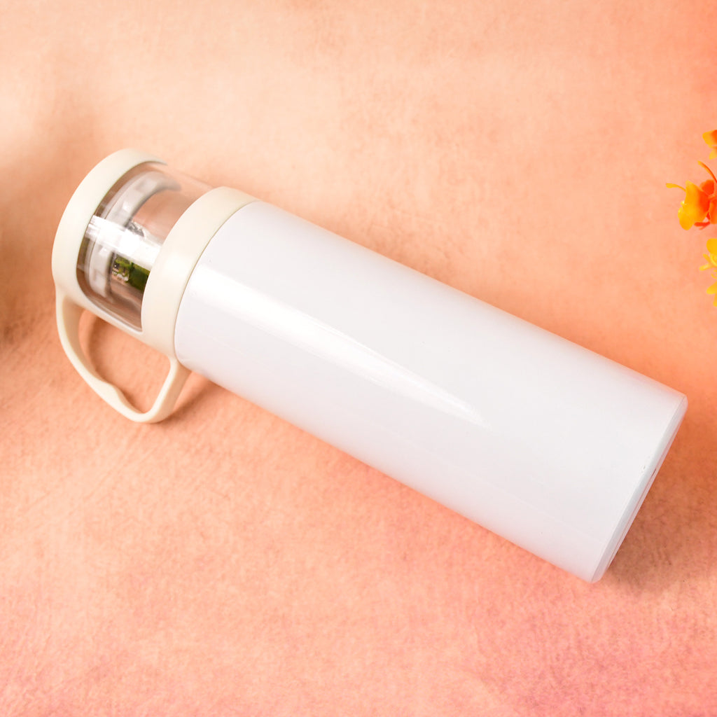 350 ML Stainless Steel Insulated Vacuum Bottle – Leak-Proof Hot & Cold Thermos Flask with Transparent Lid & Handle