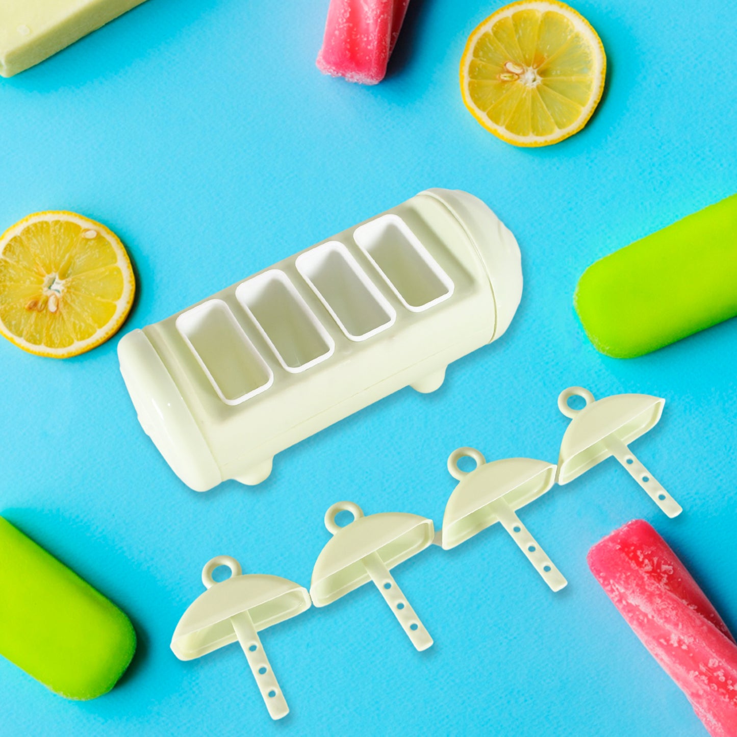 Kulfi Maker Molds Set – 4-Cup BPA-Free Popsicle & Kulfi Moulds for Homemade Frozen Treats (1 Pc / Multicolor)