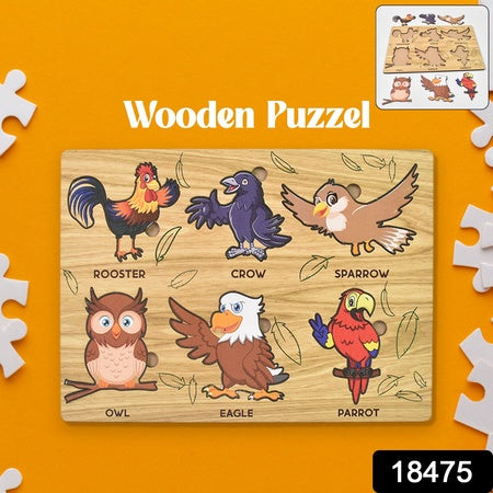 Wooden Bird Puzzle Board - Educational Animal Learning Toy for Kids Development