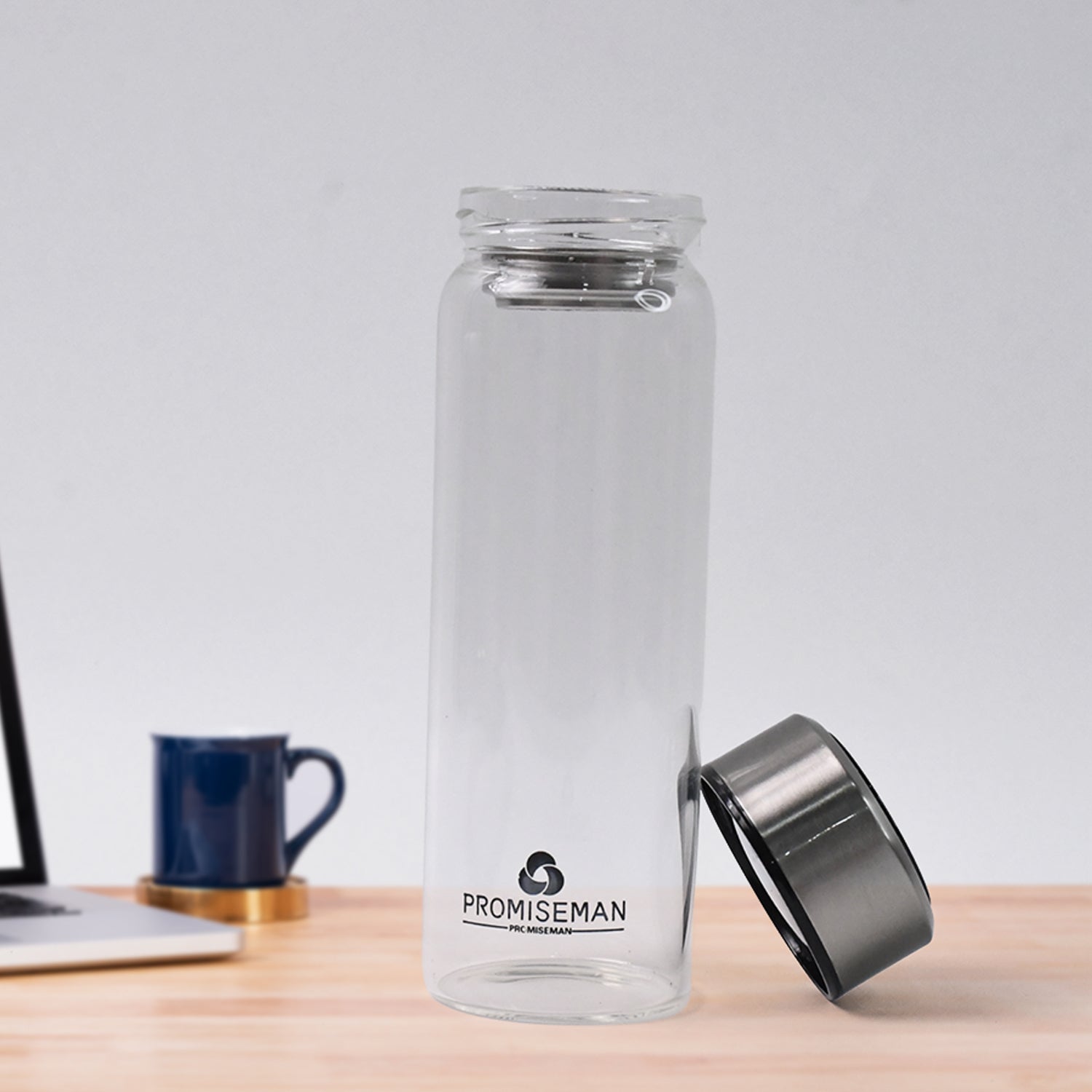 Leakproof Glass Water Bottle – 500 ML with Steel Lid & Wide Mouth