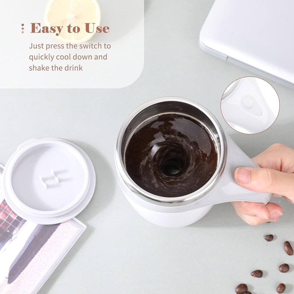 Self-Stirring Magnetic Coffee Mug – Battery Operated Stainless Steel Travel Cup