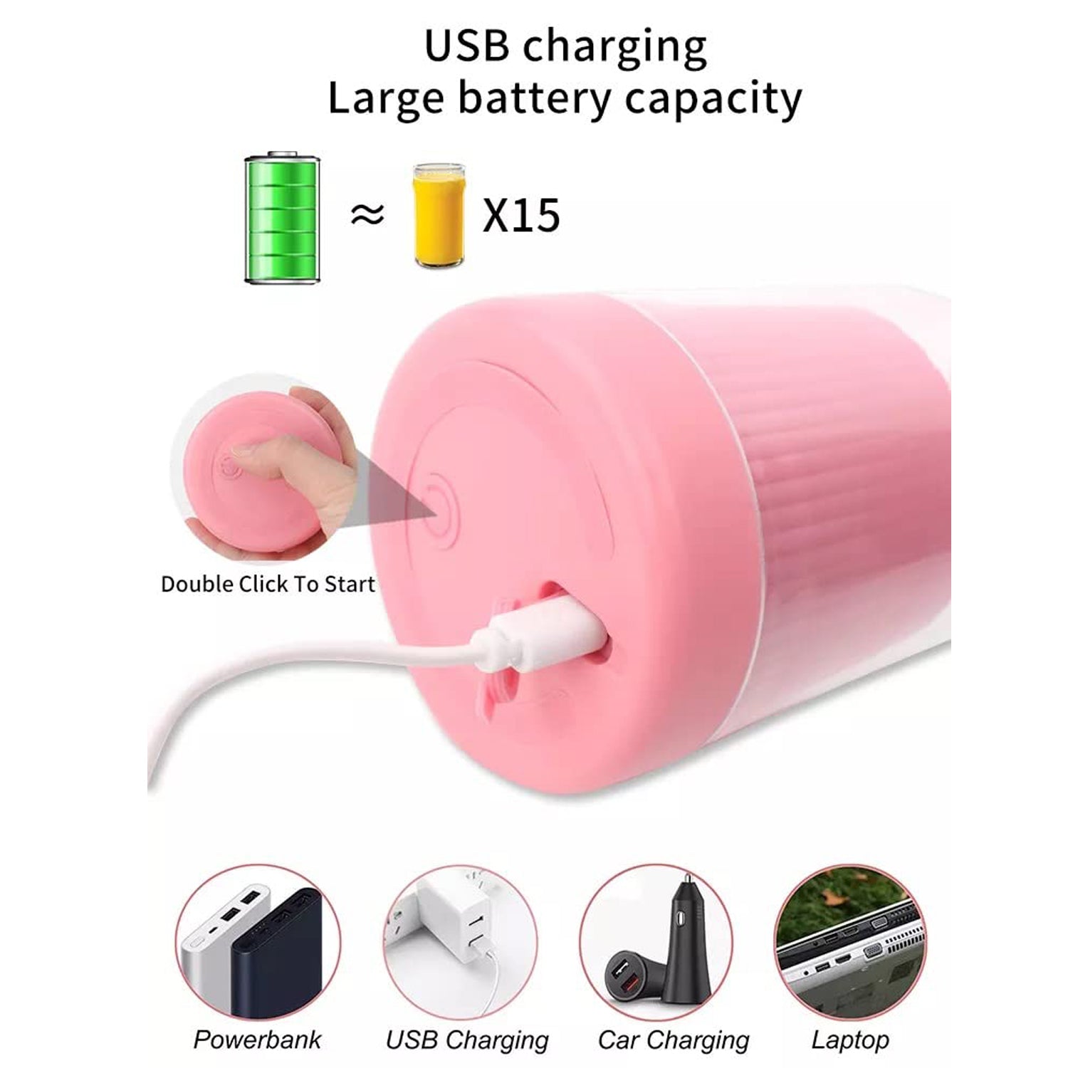 Blender Portable Juicer For Smoothie  Juice  Vegetable Shakes With 6 Blades Wireless Charging Mini Personal Size Mixer Bottle Grinder