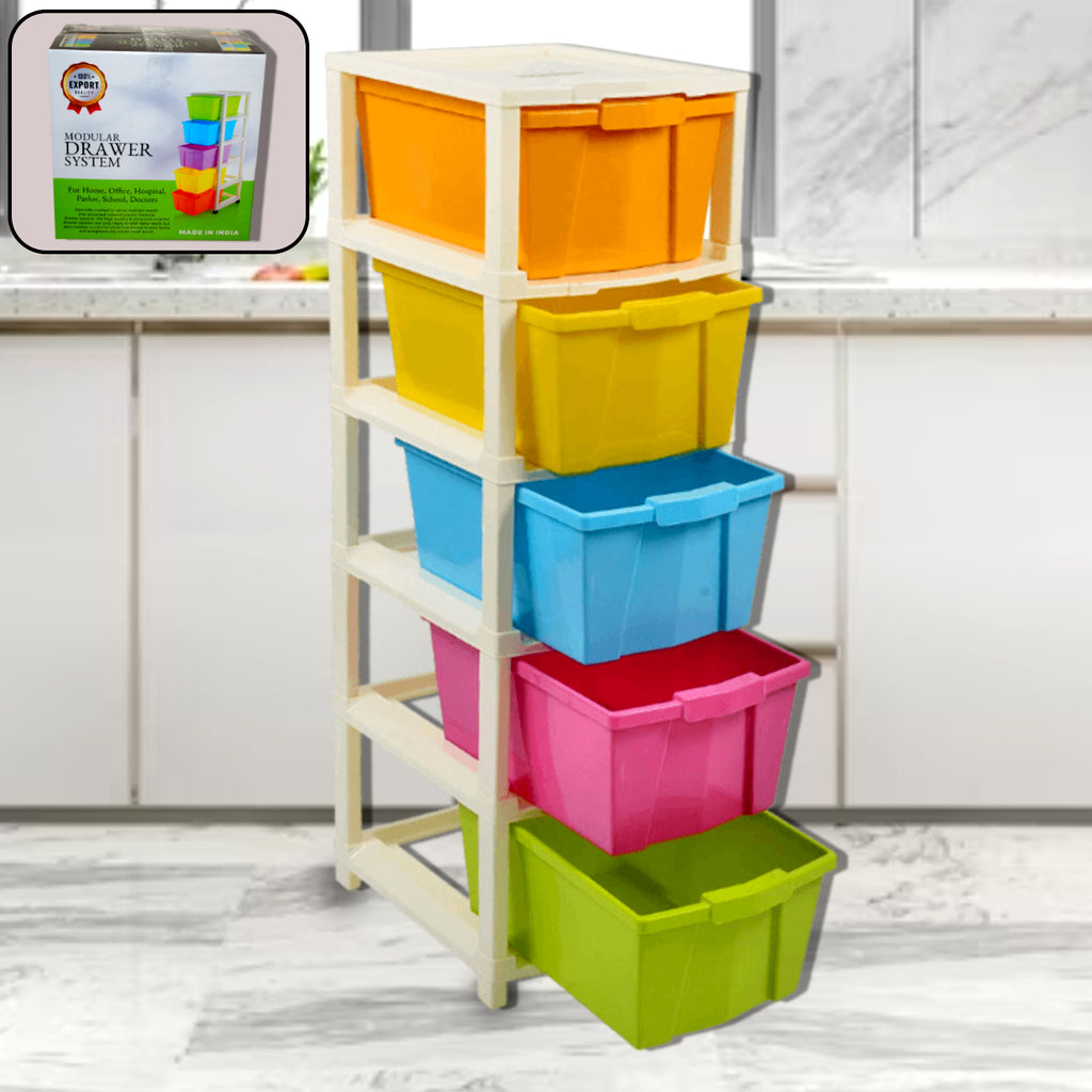 5-Layer Extra Large Multipurpose Modular Drawer Storage Organizer – Heavy-Duty Plastic