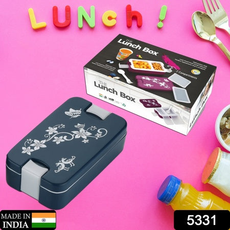 Airtight 2-Compartment Lunch Box with Spoon – Leak-Proof, Microwave Safe & BPA-Free (Compact Tiffin for All Ages)