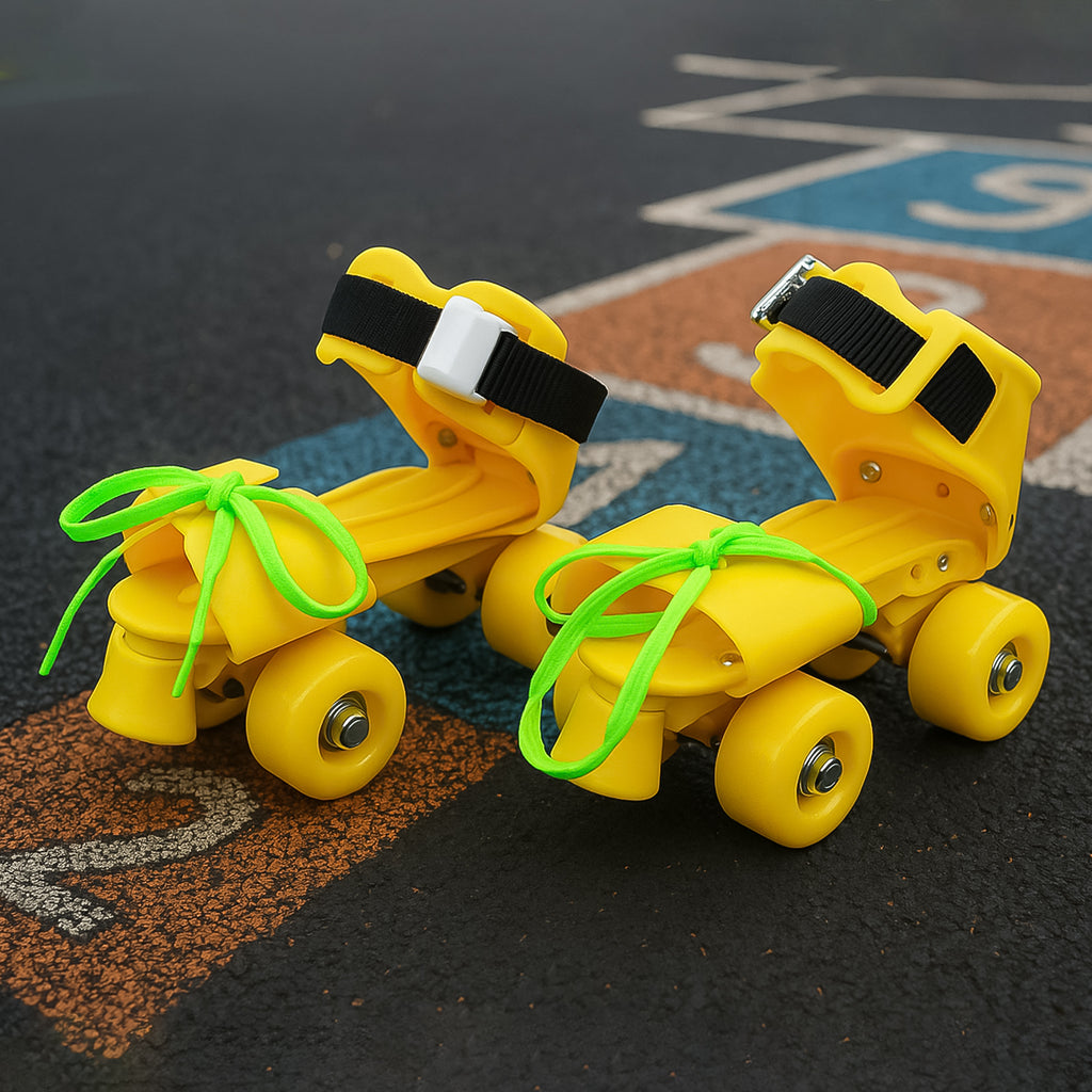 Adjustable Kids Quad Skates – Lightweight Skating Shoes with Strap & Laces