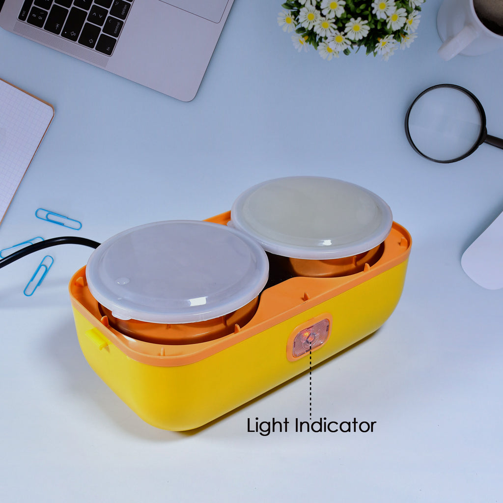 2-Layer Electric Lunch Box for Office – Portable Food Warmer with 4 Stainless Steel Containers