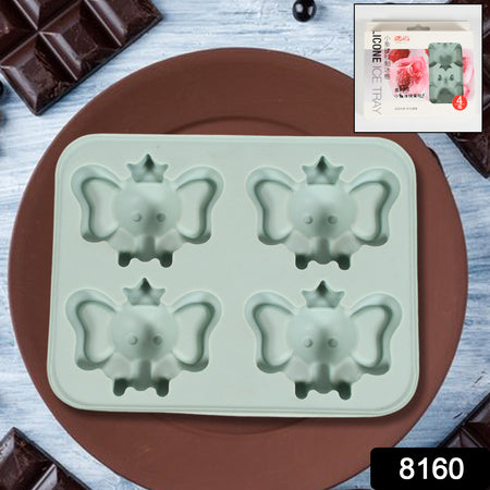 Silicone Cartoon Shape 4-Grid Ice Cube Tray – Flexible Food-Grade Mould for Ice, Candy & Chocolate (1 Pc)