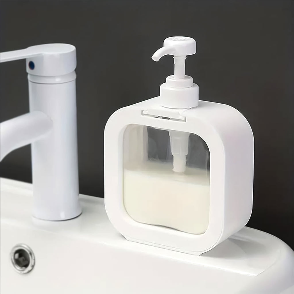 Snap Sink Dispenser Bottle Set – Refillable Pump Bottles for Soap, Lotion, Shampoo & Detergent (1 Pc, Clear Plastic)