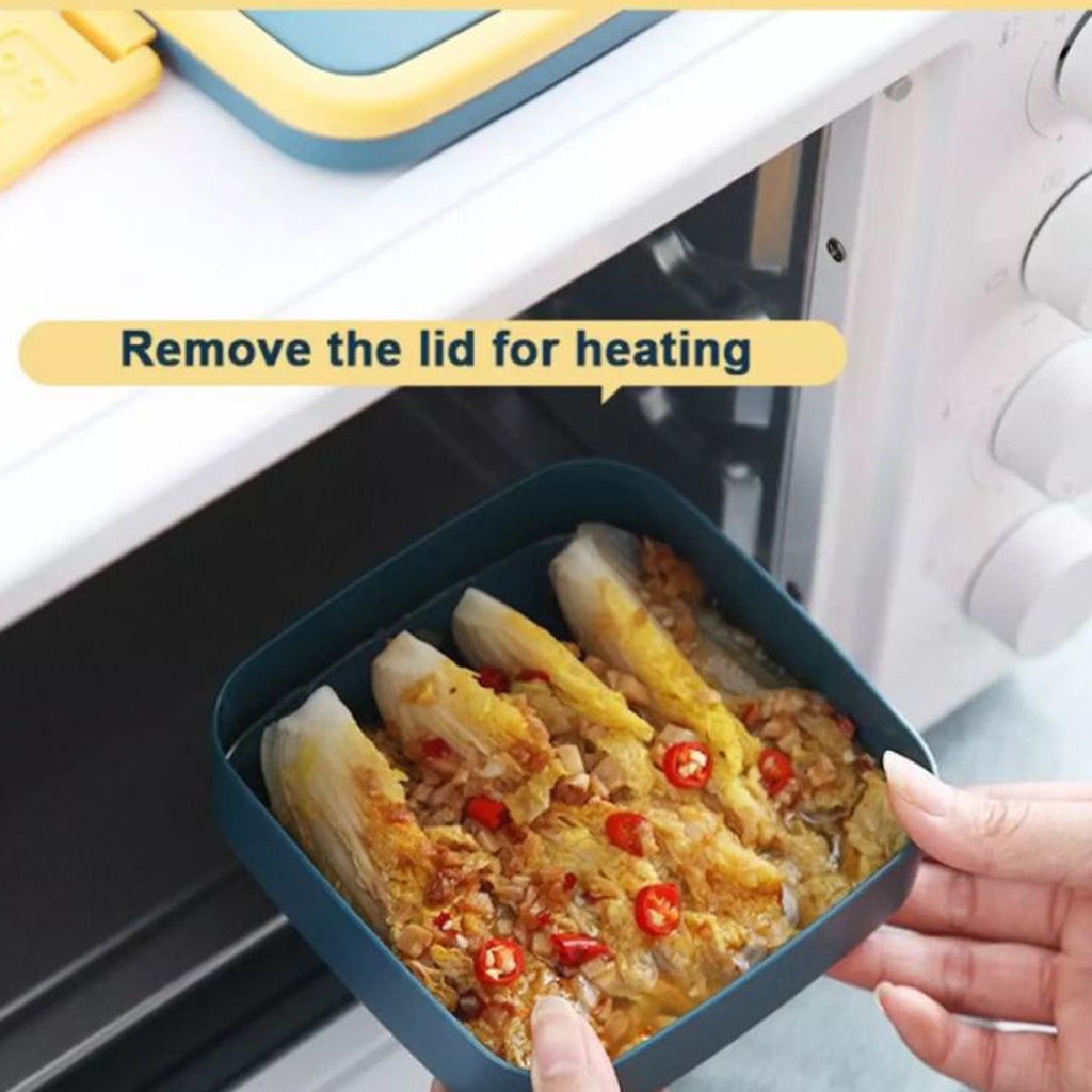 Blue Double-Layer Lunch Box – Stackable, BPA-Free with Handle & Spoon (2 Compartments, Portable Design)