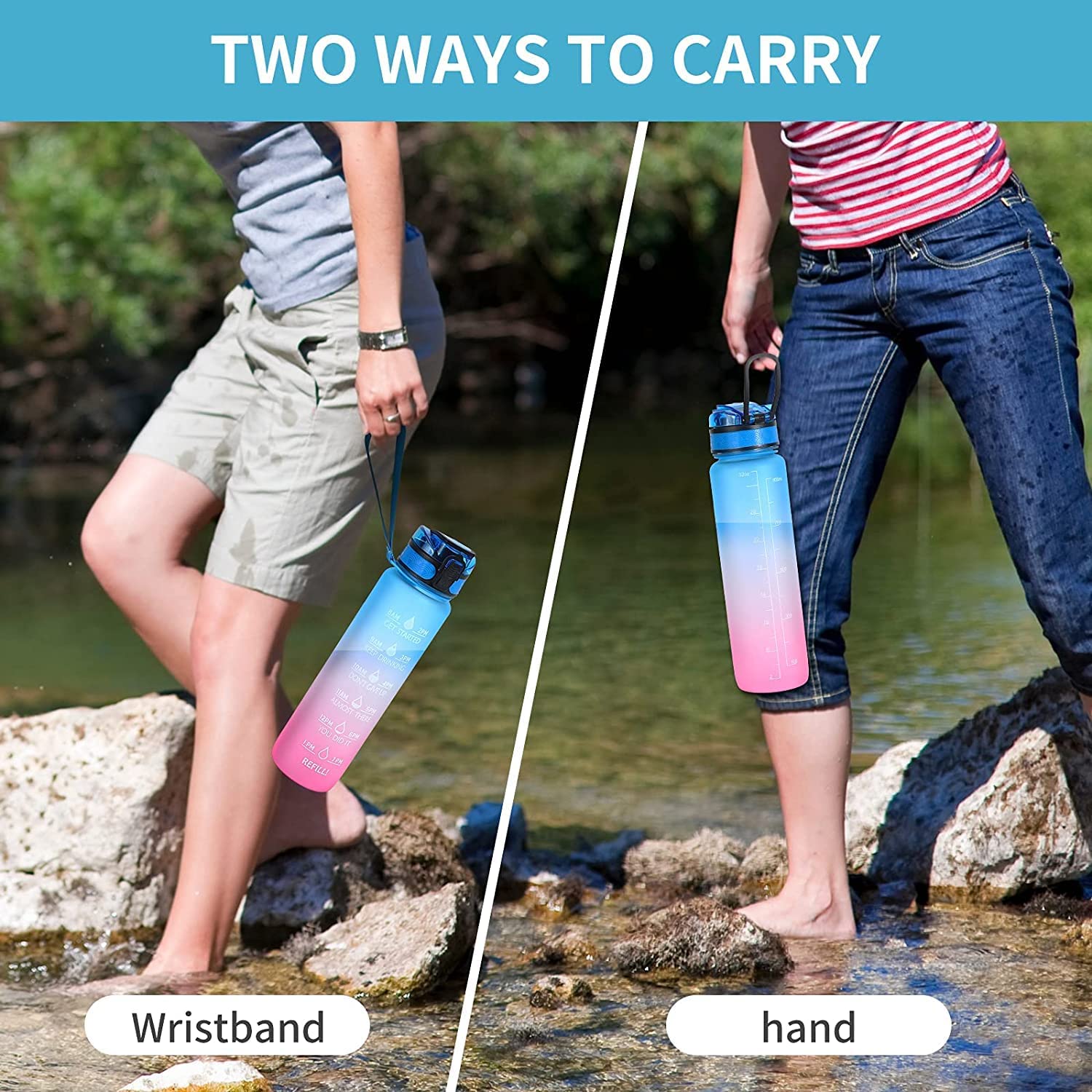 Motivational Water Bottle with Straw – BPA-Free & Leakproof (600–700 ML)