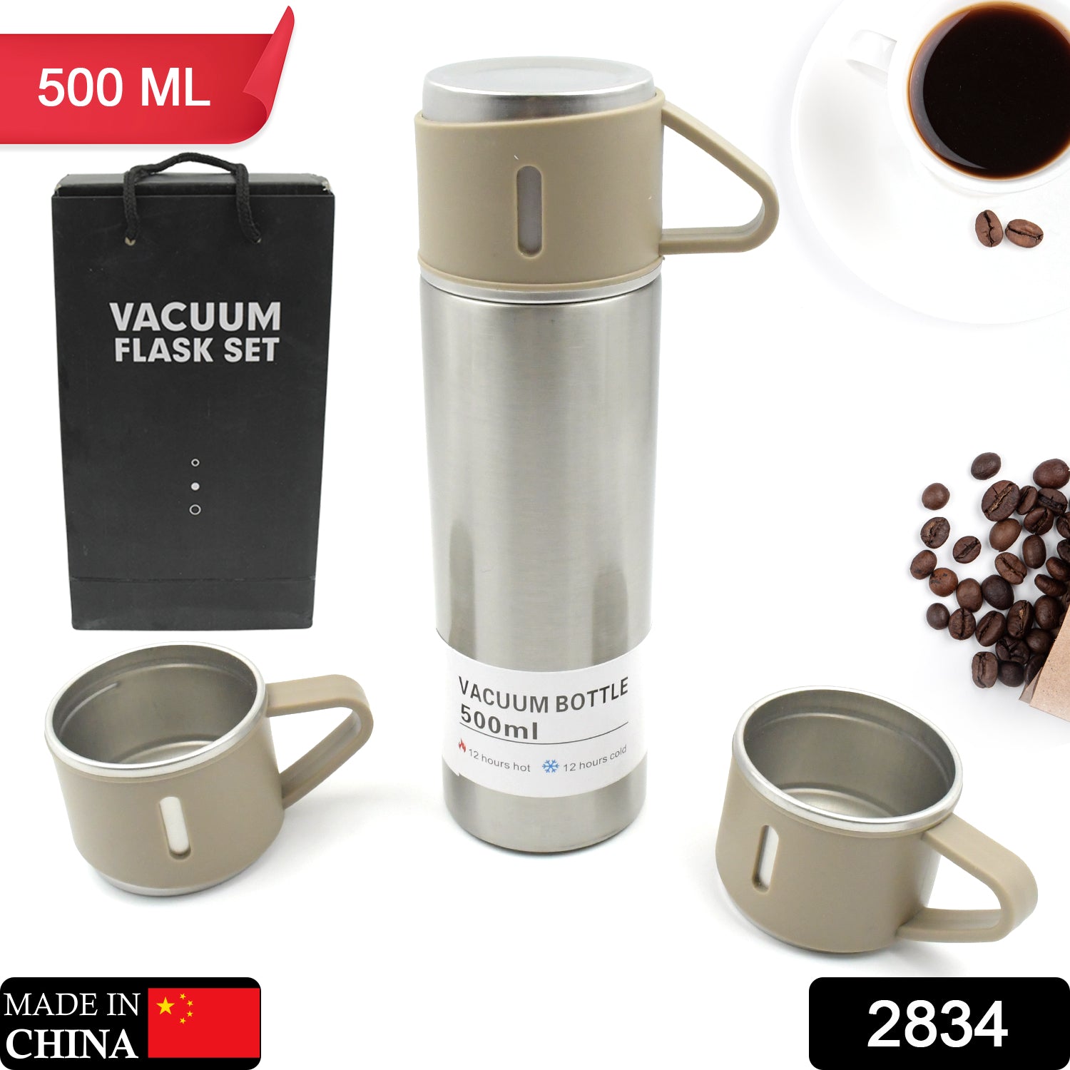 Vacuum Insulated Stainless Steel Flask – Hot & Cold Travel Bottle (1 Pc)