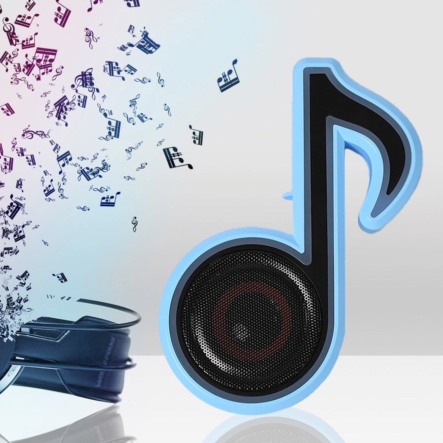 Creative Music Note Speaker – Compact Bluetooth with FM & LED