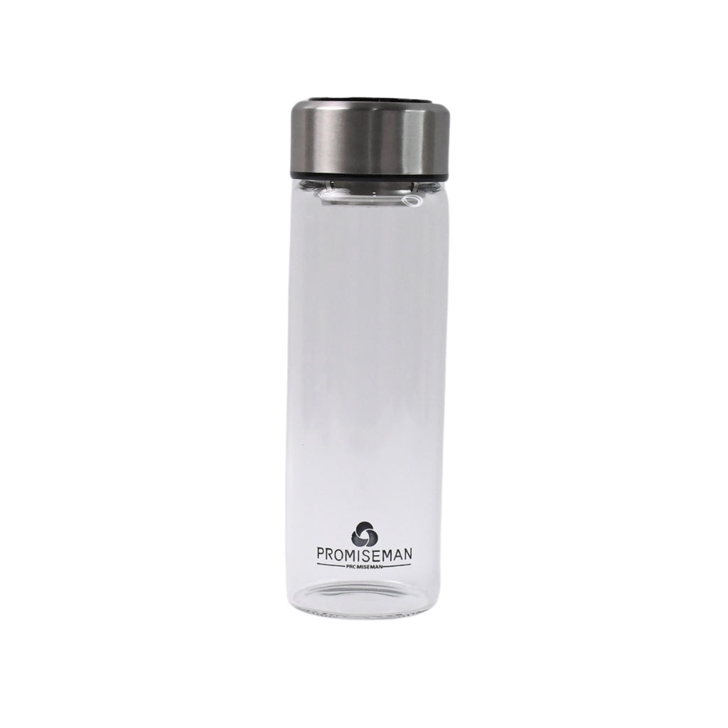 Leakproof Glass Water Bottle – 500 ML with Steel Lid & Wide Mouth