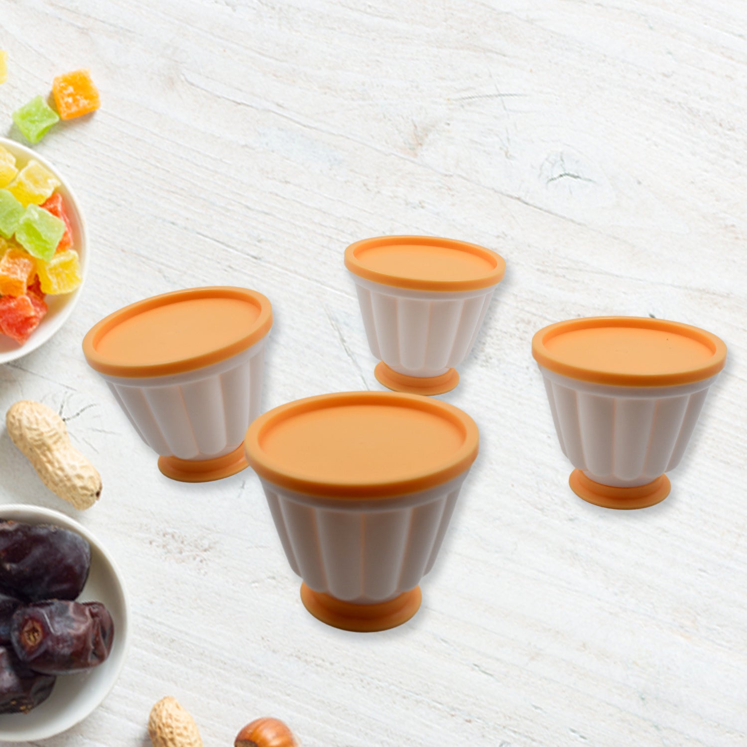 Pudding Molds Set – 4-Cup BPA-Free Mold Set for Custard, Panna Cotta, Jelly & Ice Cream with Lids