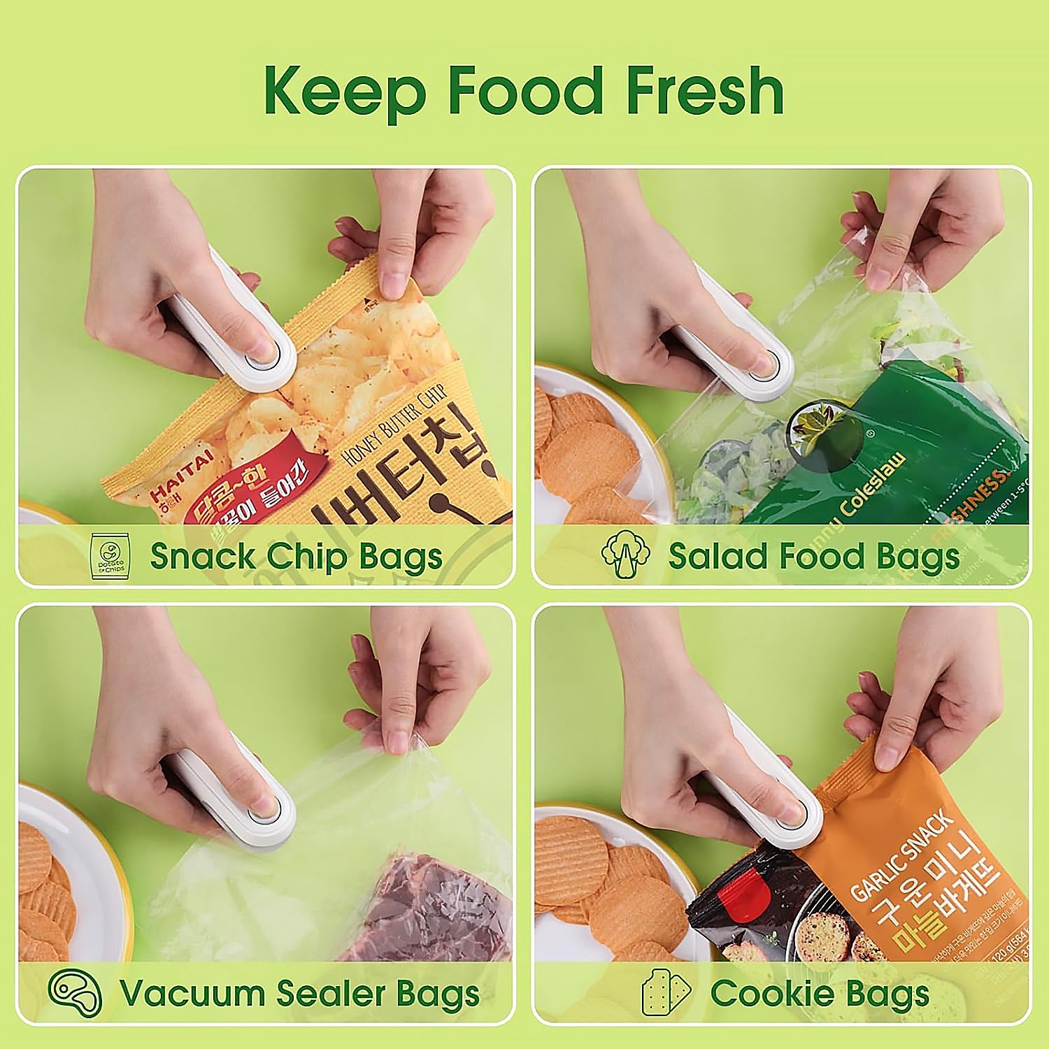 Mini Bag Sealer – 2 in 1 Heat Sealer & Cutter | USB Rechargeable, Portable Food Sealer for Freshness