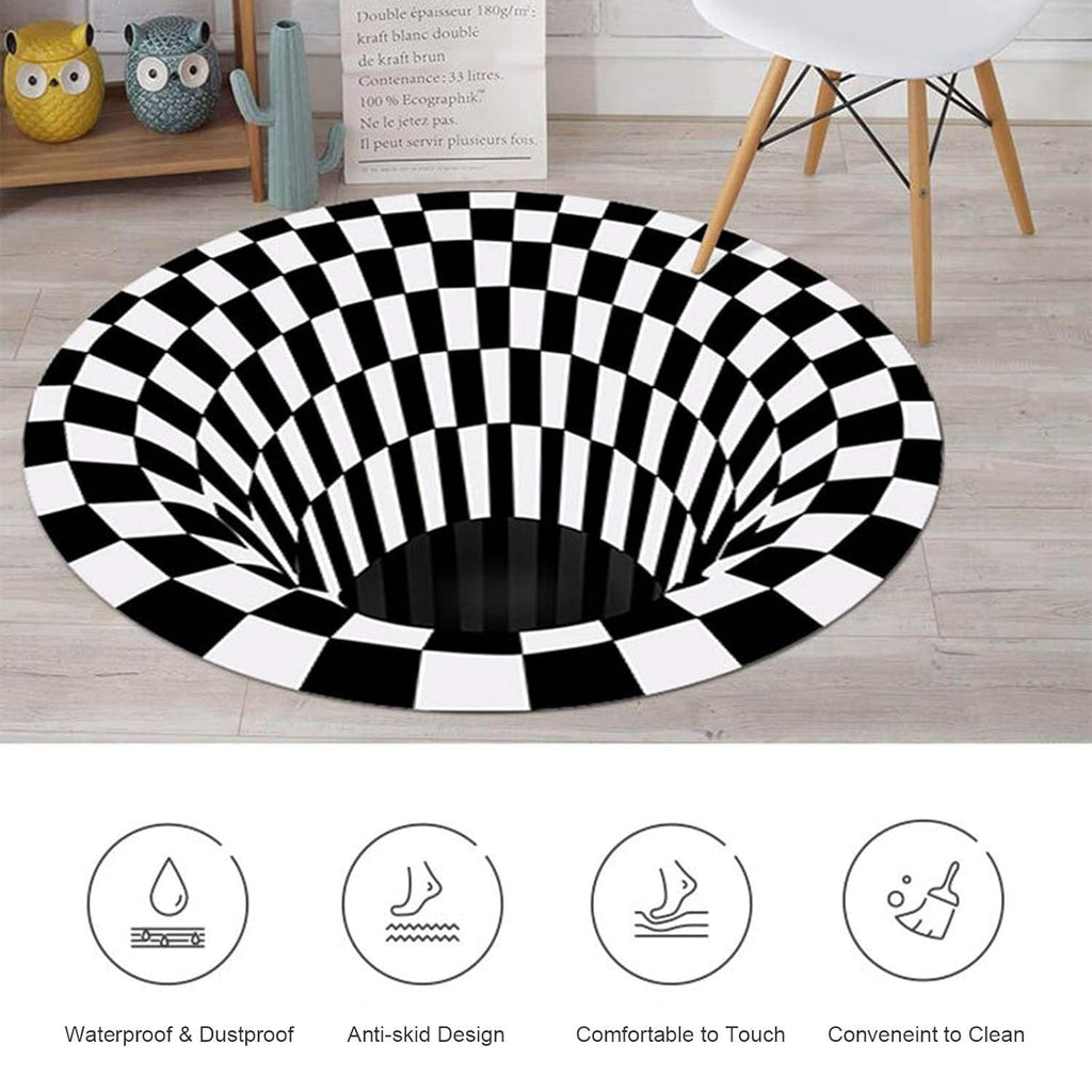3D Vortex Optical Illusion Round Carpet – Non-Slip, Velvet Floor Rug for Modern Home Decor