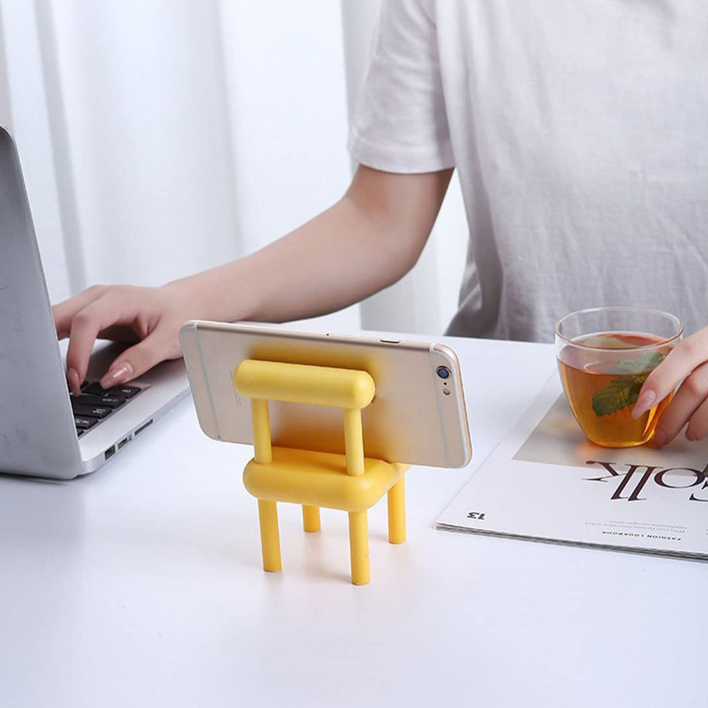 Mini Chair Mobile Phone Holder – Cute Wooden Cellphone Stand for Desk | Universal Compatibility