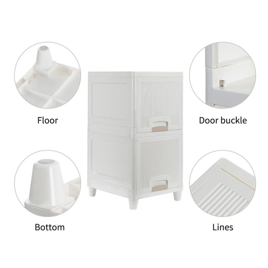 Multipurpose 2-Layer Plastic Storage Cabinet – Foldable Modular Drawer Organizer for Kitchen, Bathroom, Bedroom & Kids’ Room
