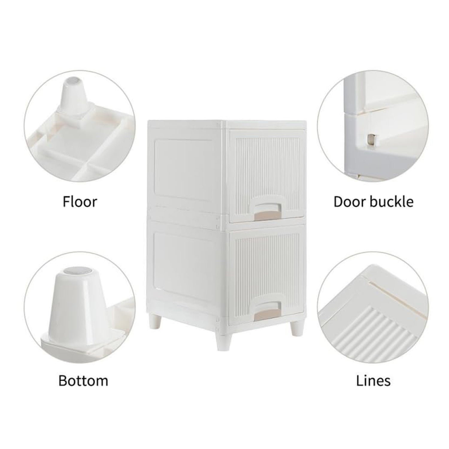 Multipurpose 2-Layer Plastic Storage Cabinet – Foldable Modular Drawer Organizer for Kitchen, Bathroom, Bedroom & Kids’ Room