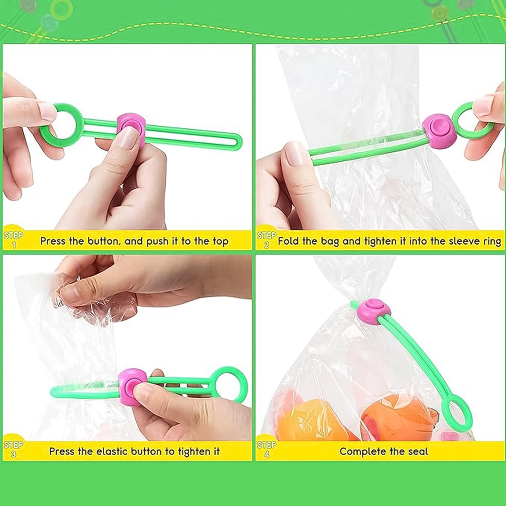 Multifunctional Colorful Sealing Rope Strap Clip – Food Bag Sealer + Cord Organizer (1 Pc)