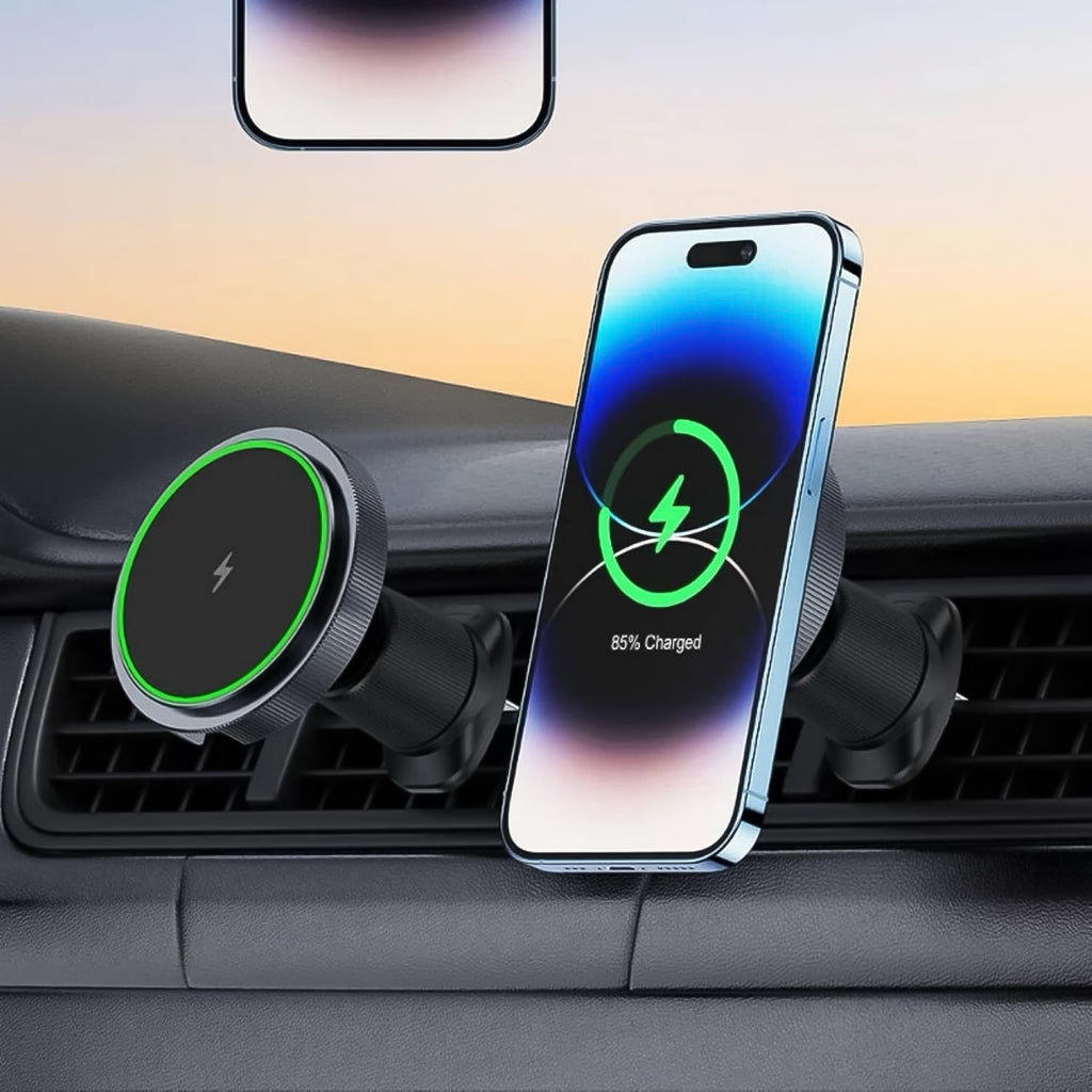 Magnetic Phone Mount Wireless Charger – Fast Charging & Music Reactive Lights