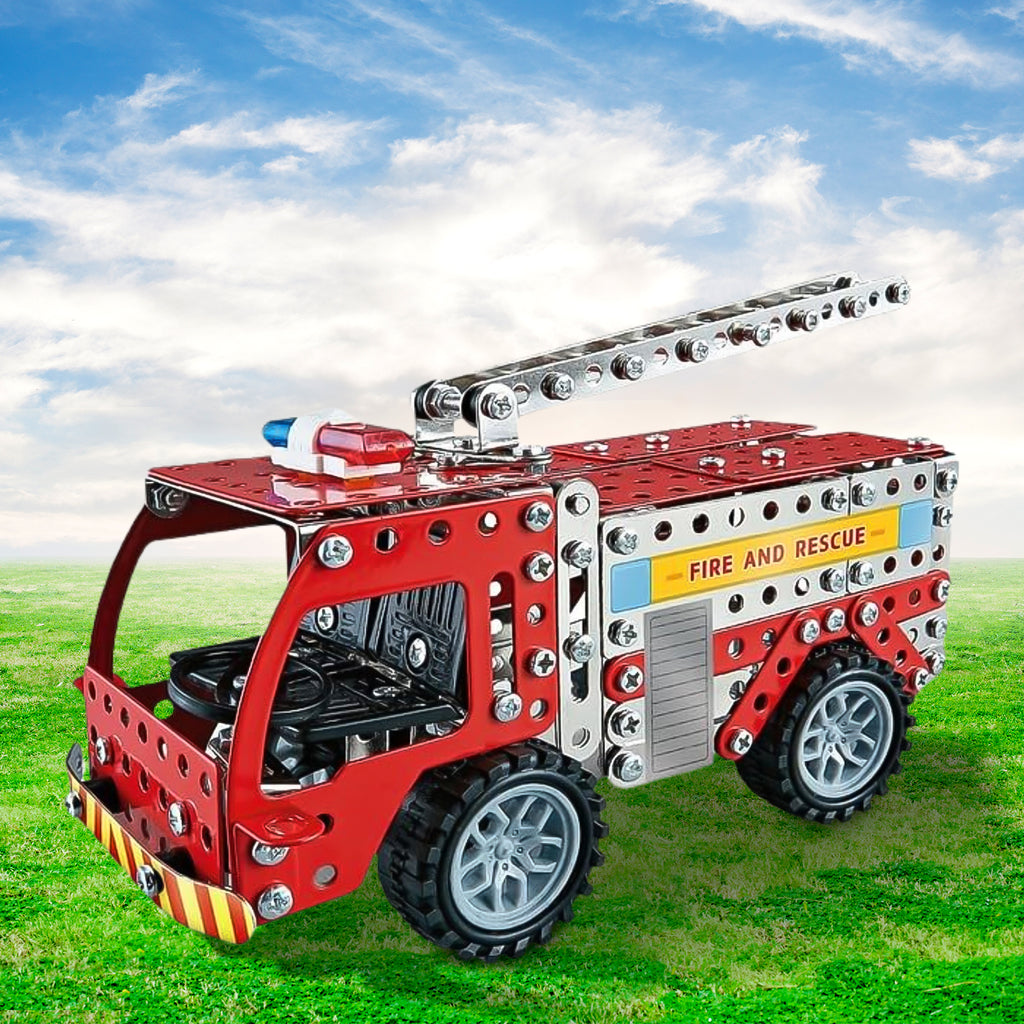 Metal DIY Fire Truck Building Kit – 292 Pc Mechanical Construction Set (Age 8+)