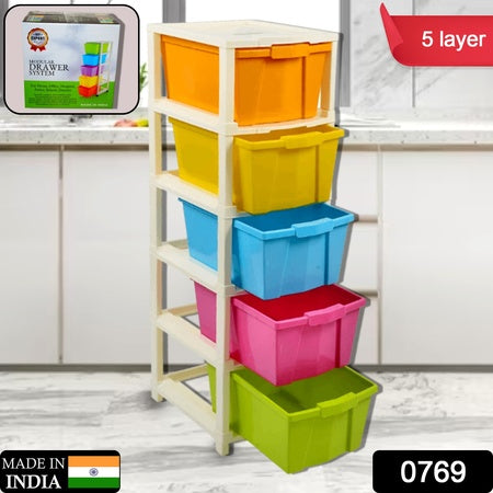 5-Layer Extra Large Multipurpose Modular Drawer Storage Organizer – Heavy-Duty Plastic
