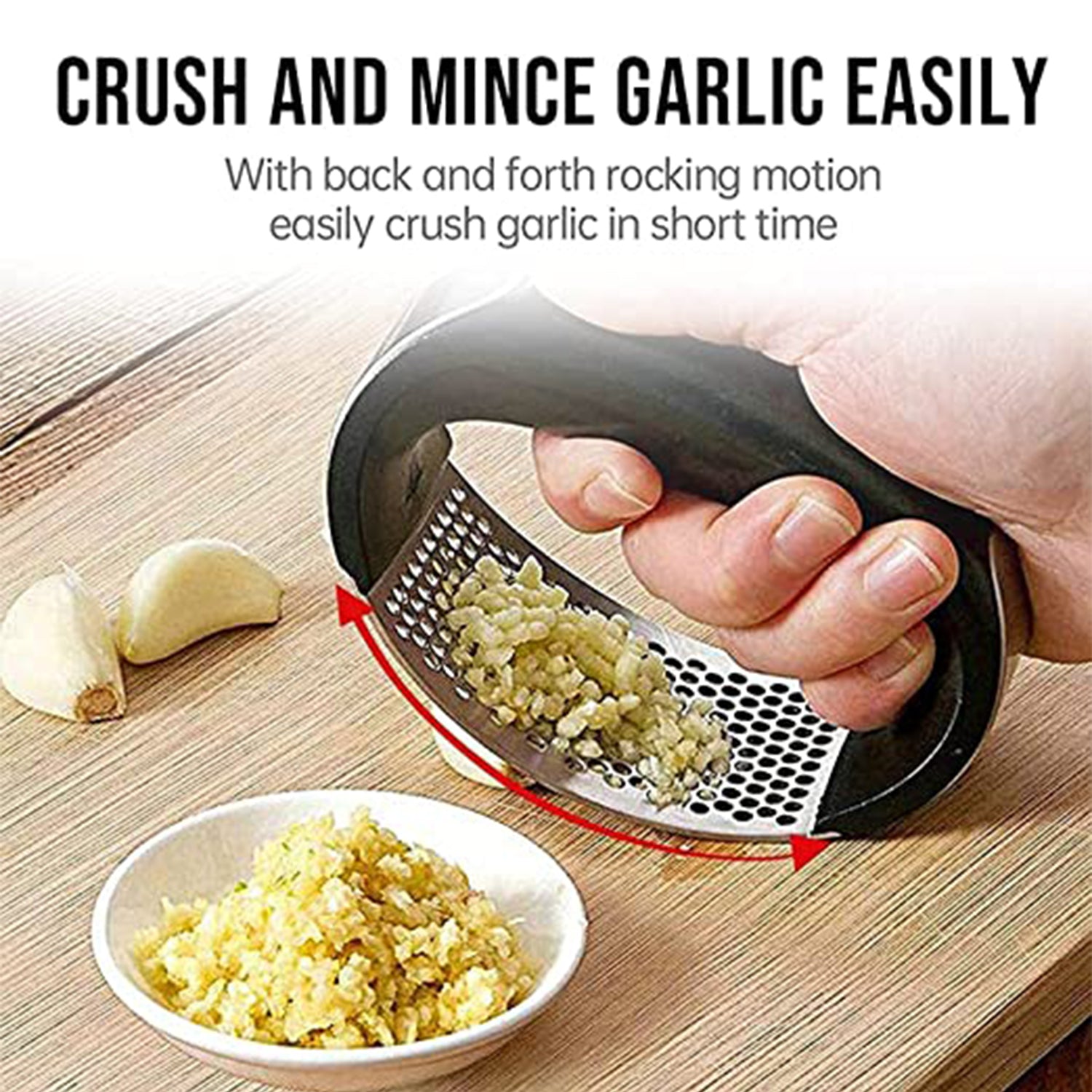 Quick Garlic Crusher Rocker – Stainless Steel Presser Tool
