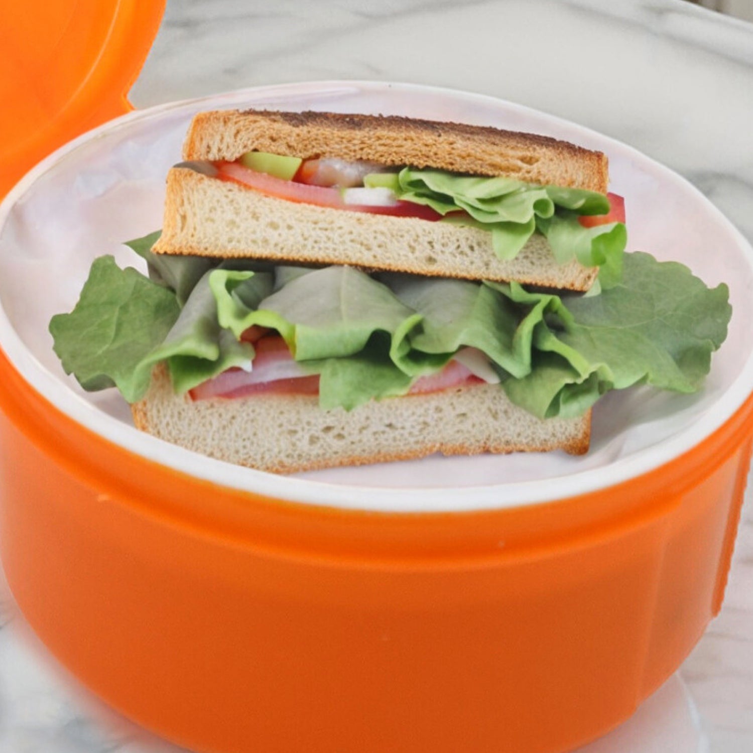 Smily Lunch Box for Kids – 2 Compartment Round Tiffin with 2-in-1 Spoon (400ml, Multicolour)