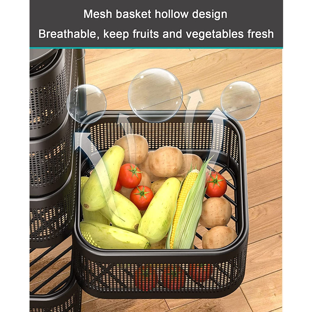 Metal Kitchen Trolley with Wheels – 3 Layer Storage Rack for Vegetables & Fruits