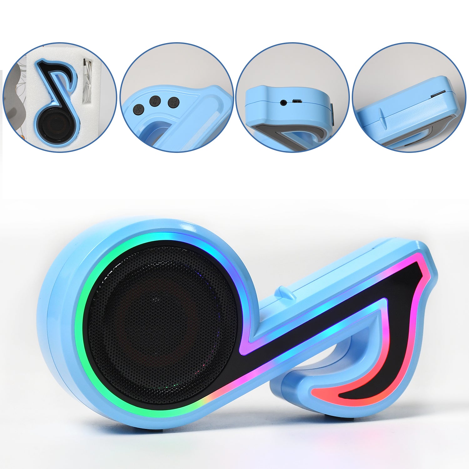 Creative Music Note Speaker – Compact Bluetooth with FM & LED