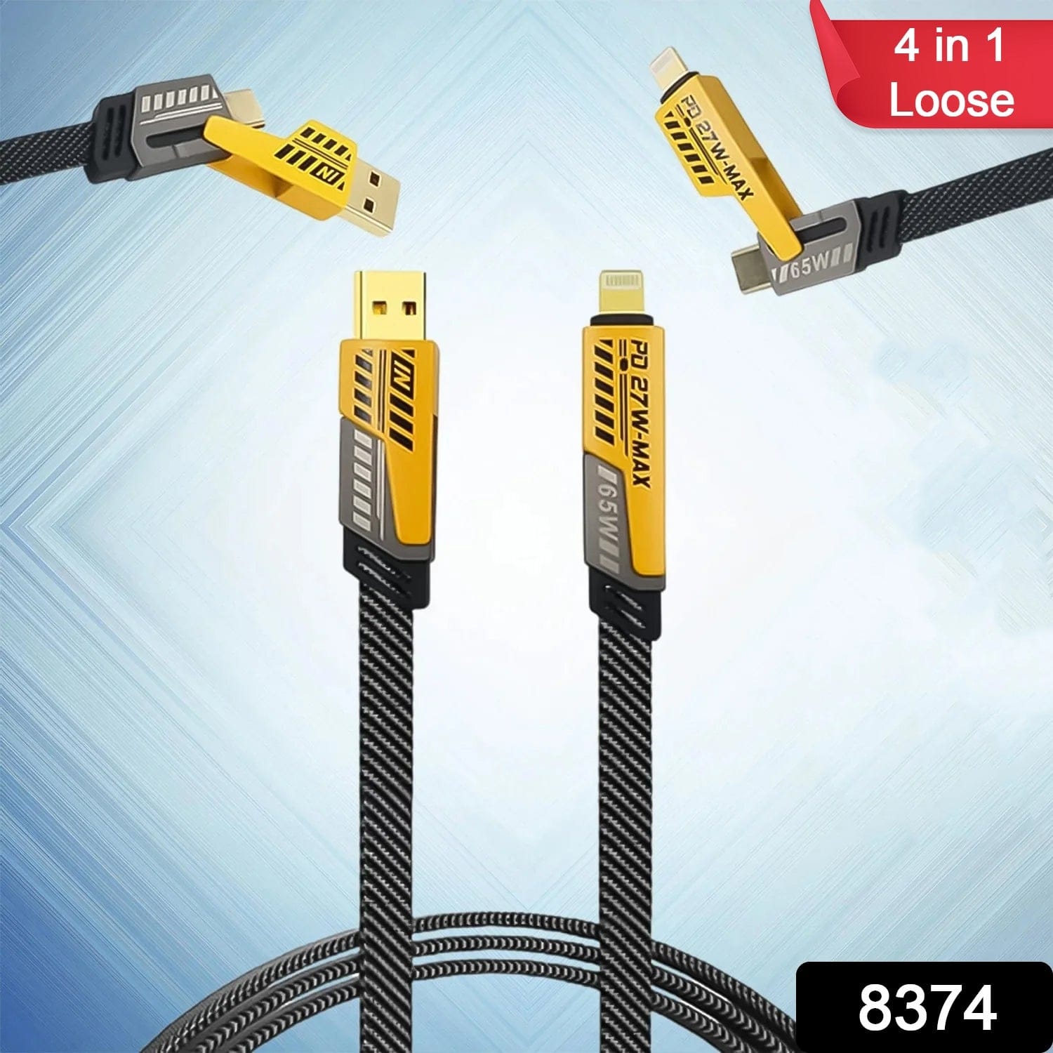 4-in-1 Fast Charging Cable | 65W USB-C, Lightning & Type A