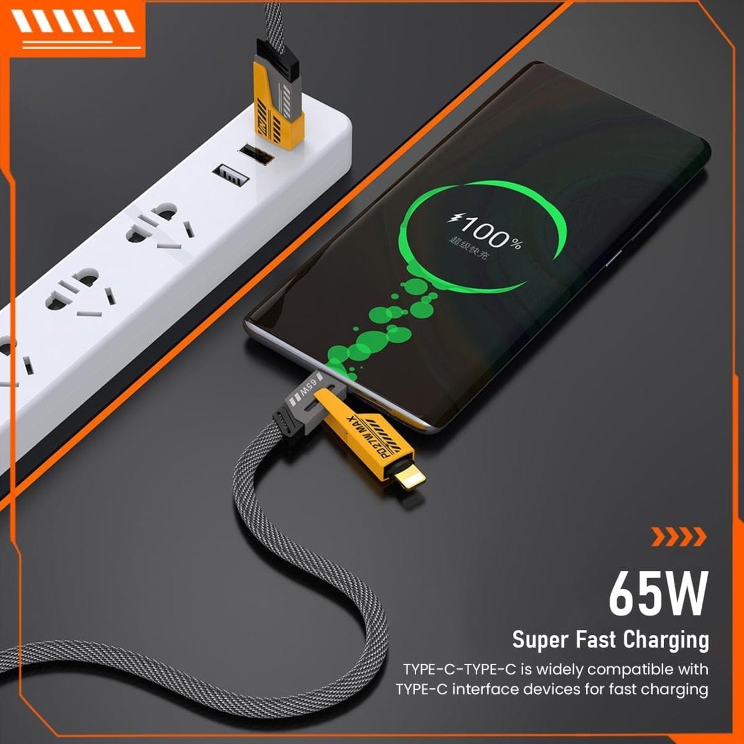 4-in-1 Fast Charging Cable | 65W USB-C, Lightning & Type A