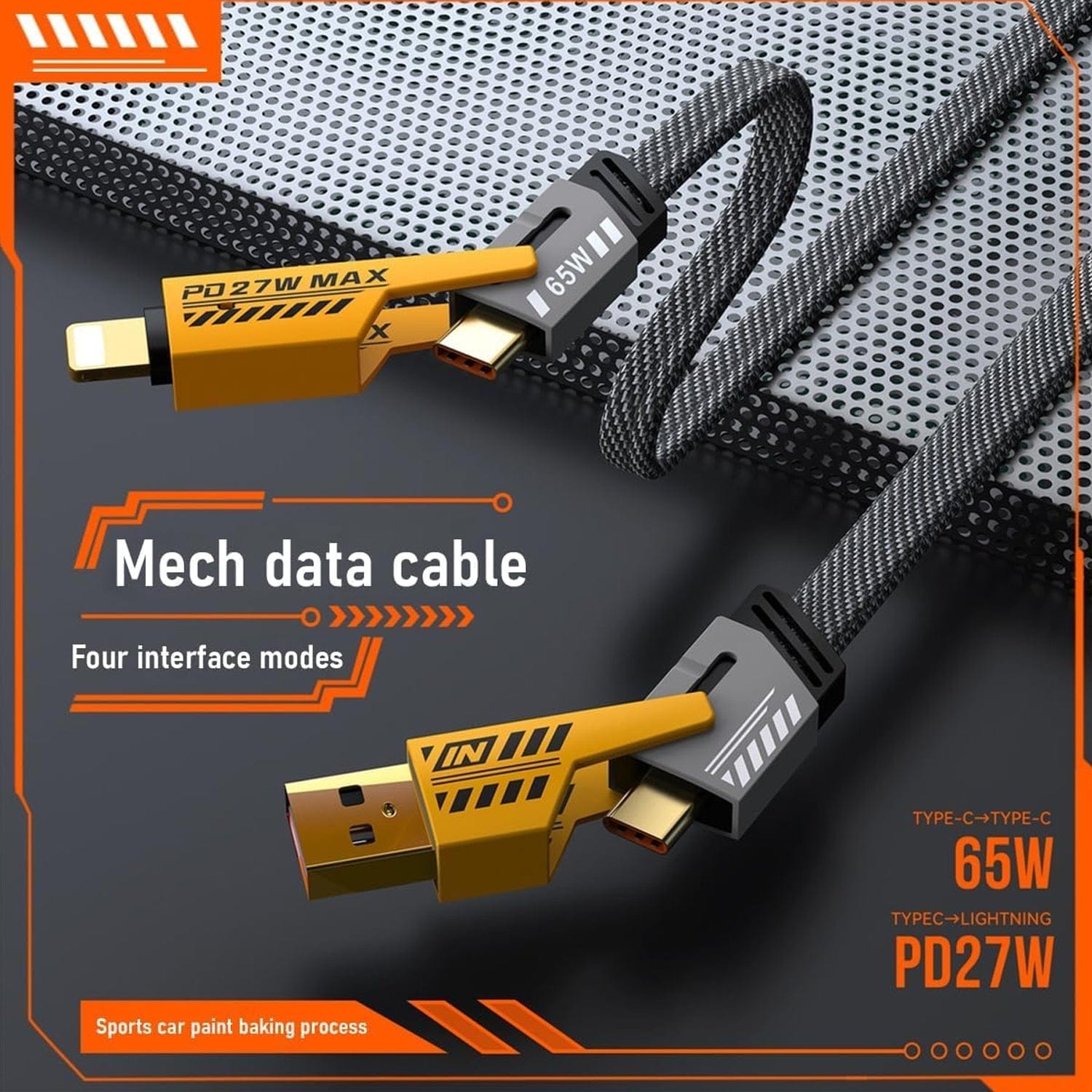 4-in-1 Fast Charging Cable | 65W USB-C, Lightning & Type A