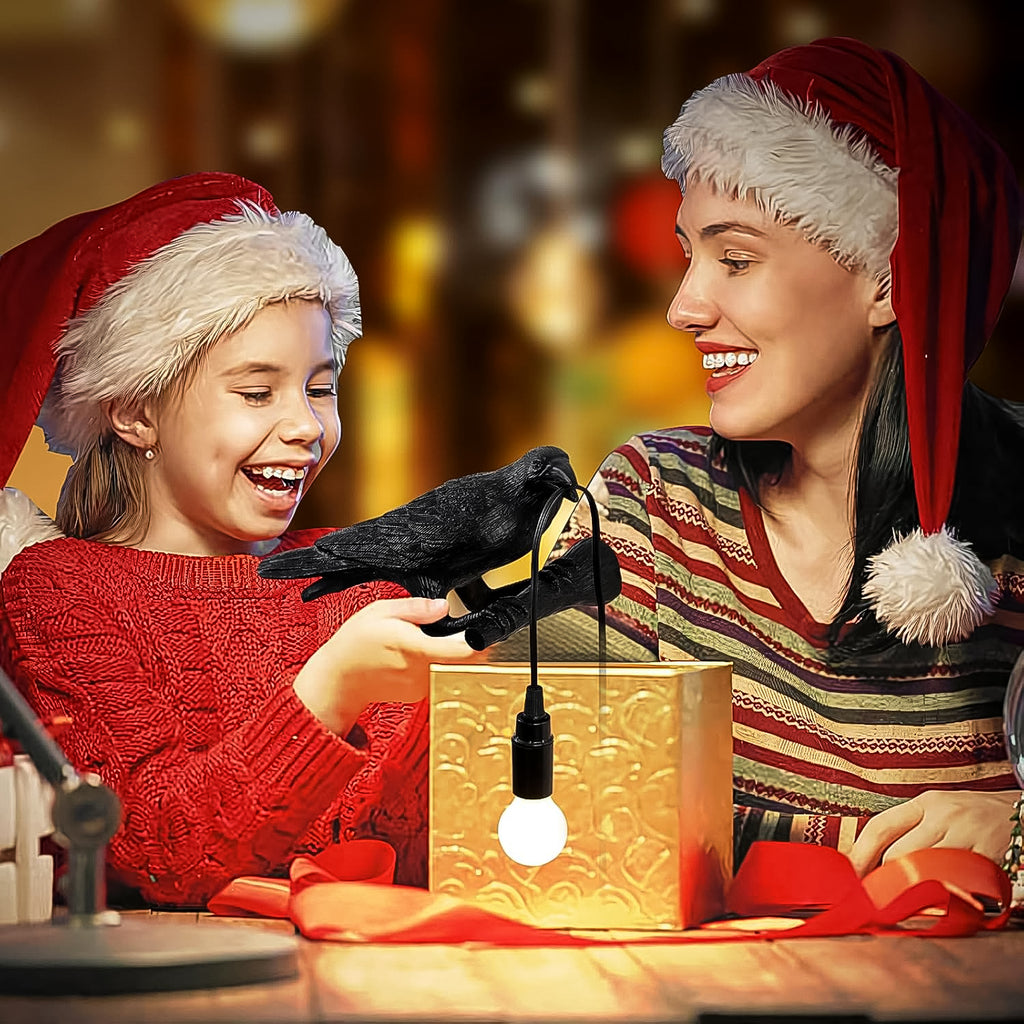 Crow Bird Table Lamp – Vintage Raven Light with Edison Bulb