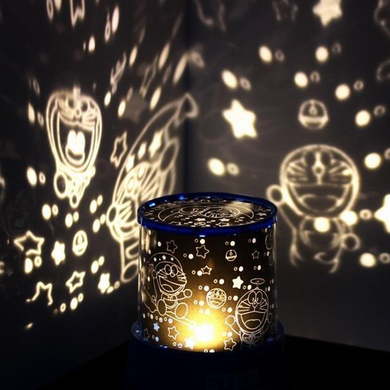 LED Star Projector Night Light – Rotating Lamp with Music Function & Multi-Color Projection (Battery Operated)