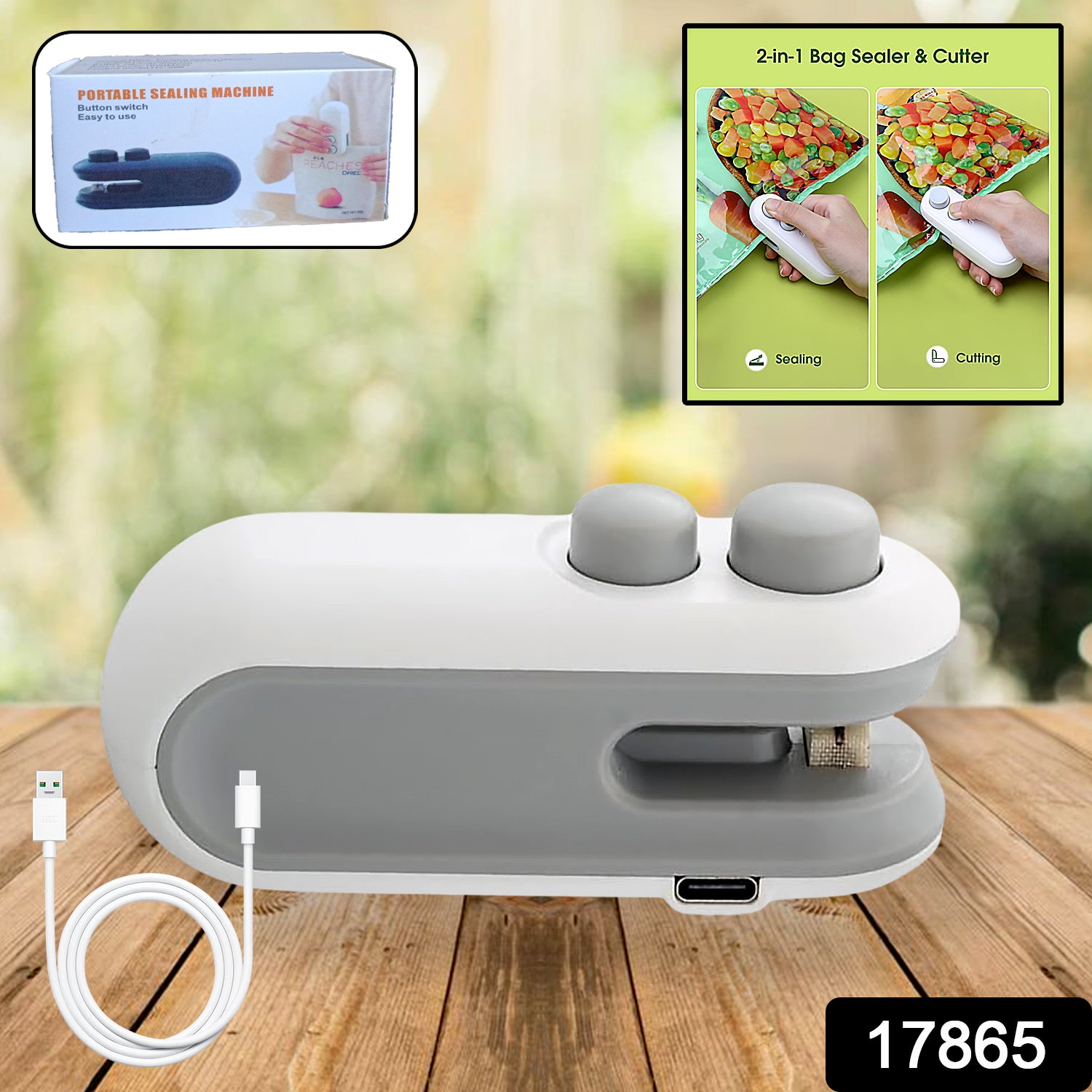 Mini Bag Sealer – 2 in 1 Heat Sealer & Cutter | USB Rechargeable, Portable Food Sealer for Freshness